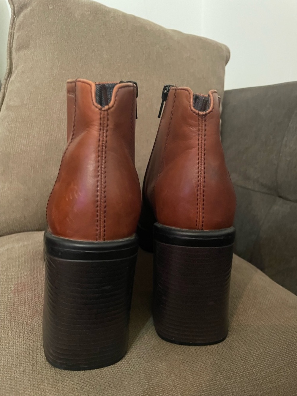 Vagabond Brown Leather Platform Ankle Boots - Picture 3 of 5